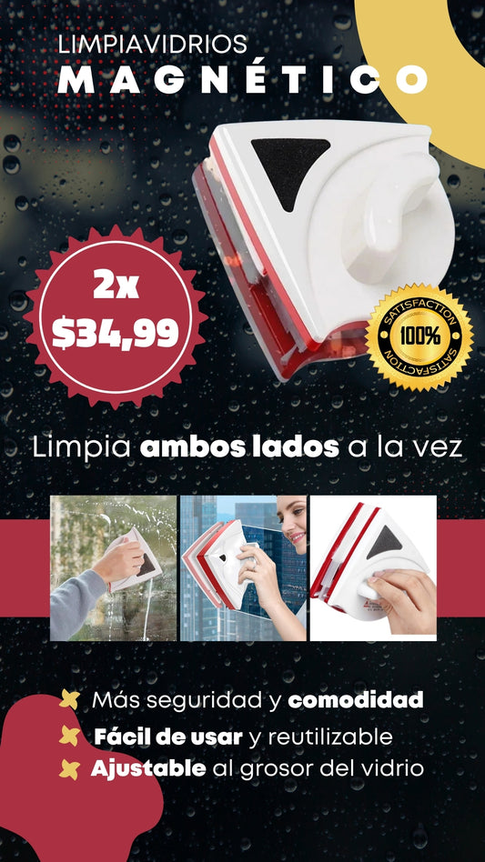 Limpia Vidrios Magnético 360° – Ventanas Limpias sin Riesgo