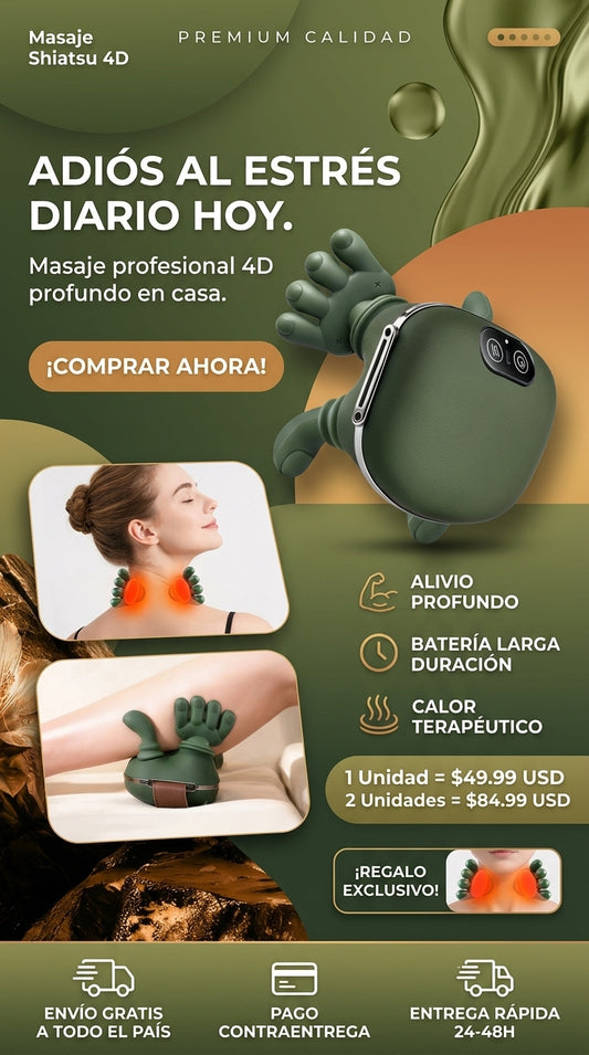 Masajeador Portatil Con Dedos Shiatsu